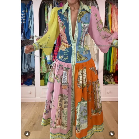 #wedding guest dress Color Block Maxi Shirt Dress - Picture 2 of 9